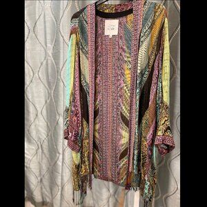 John Mark Embroidered Kimono Cardigan - 3/4 Sleeve Jacket - Boho Chic
